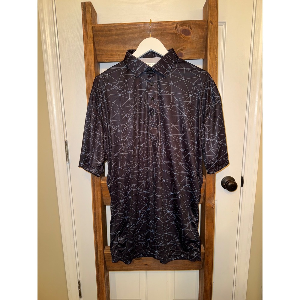 Collars & Co Mens 2X Large Geometric Print Short Sleeve‎ Golf Polo Shirt